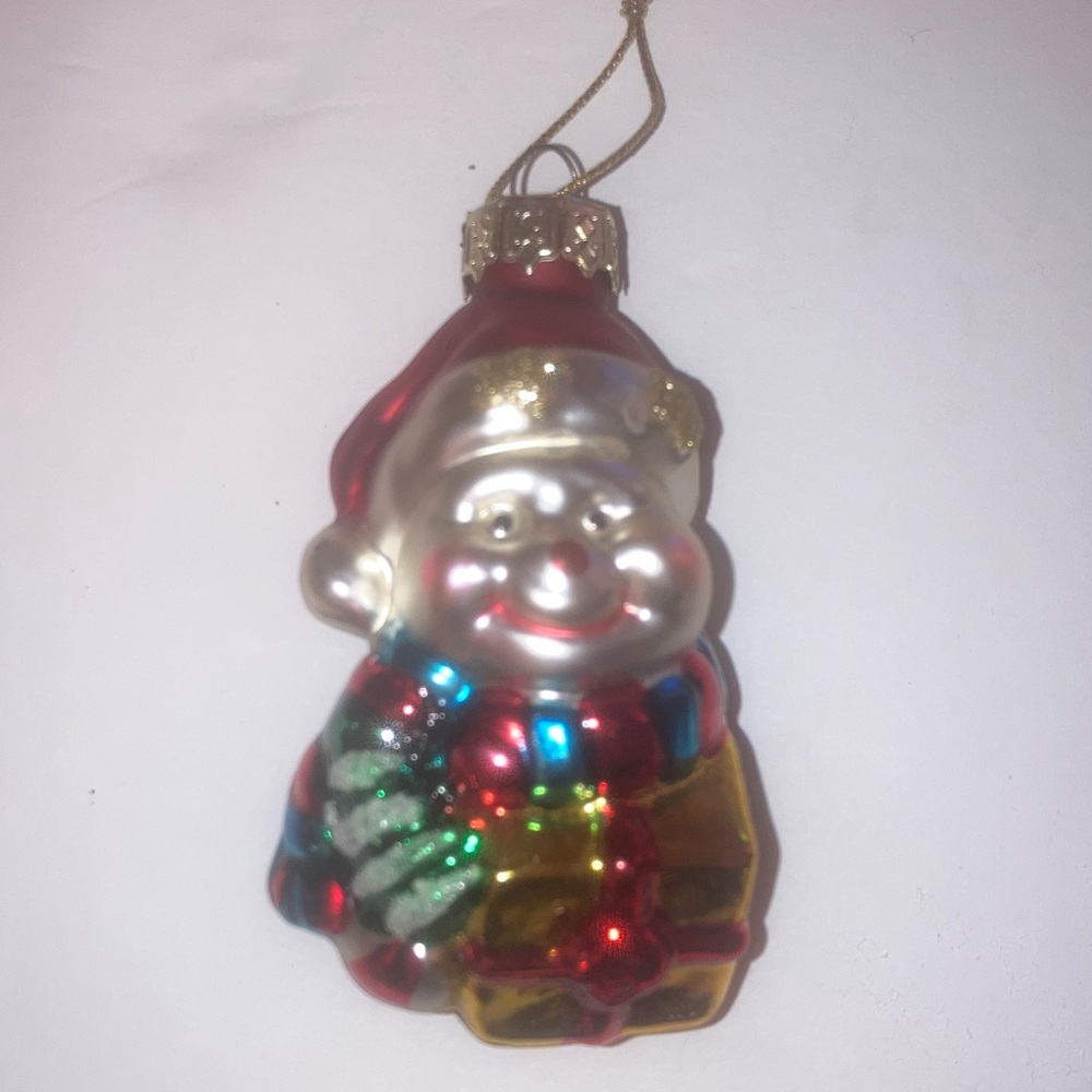 Snowman Glass Santa Ornament Thomas Pacconi with Multicolor Finish